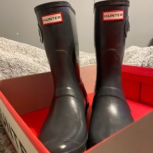 Grey Short Hunter Rain Boots